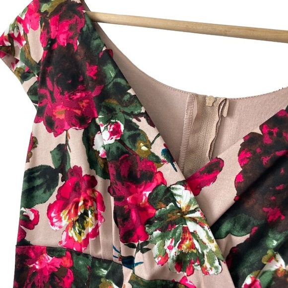 Retrospec'd Australian Vintage 50s Pin Up Red Green Floral Dress UK 8 Wedding - Picture 3 of 10